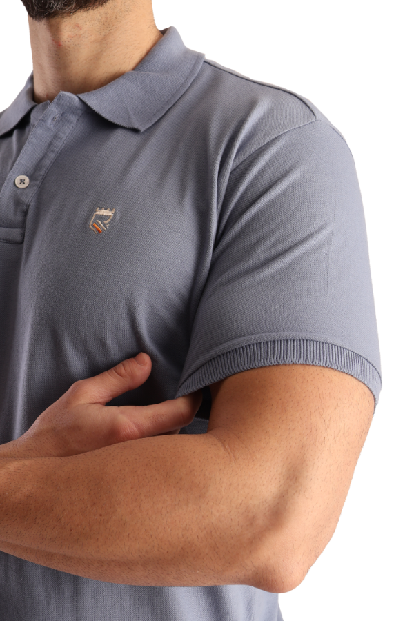 Playera Tipo Polo Casual Manga Corta Azul Acero Slim Fit Para Caballero